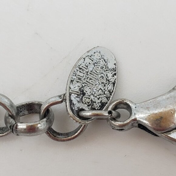 Laura Ashley Teardrop Gemstone Boho Tribal Silver Links Statement Necklace - Picture 3 of 9